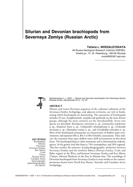 Silurian and Devonian Brachiopods from Severnaya Zemlya (Russian Arctic)