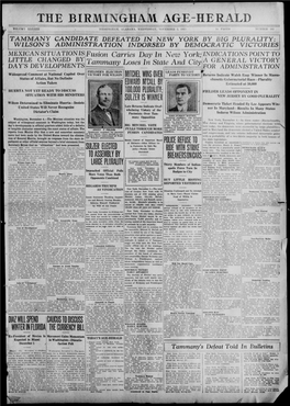 THE BIRMINGHAM AGE-HERALD I VOLUME XXXXIII I BIRMINGHAM, ALABAMA, WEDNESDAY, NOVEMBER 5, 1913 14 PAGES NUMBER