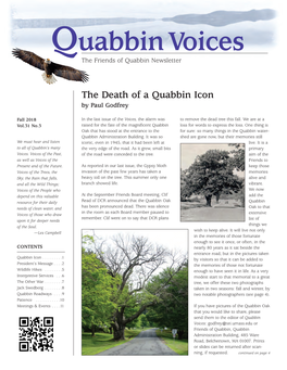 Fall 2018 Quabbin Voices Newsletter