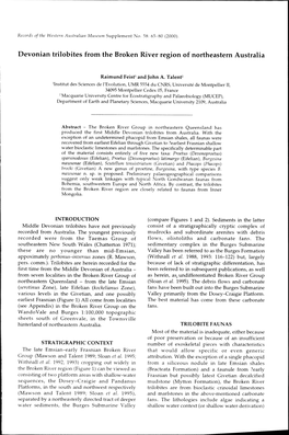 Devonian Trilobites from the Broken River Region of Northeastern Australia