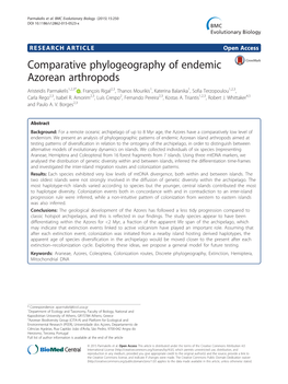 Comparative Phylogeography of Endemic Azorean Arthropods