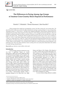 The Differences in Pacing Among Age Groups of Amateur Cross-Country Skiers Depend on Performance