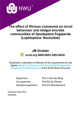 The Effect of Ricinus Communis on Larval Behaviour and Midgut Microbe Communities of Spodoptera Frugiperda (Lepidoptera: Noctuidae)