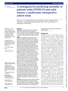 A Nomogram for Predicting Mortality in Patients with COVID-19 and Solid Tumors: a Multicenter Retrospective Cohort Study