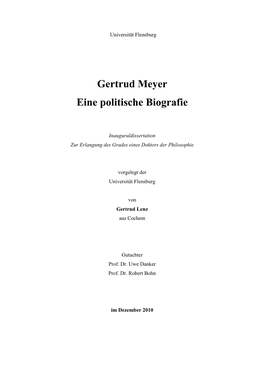 Gertrud Meyer Eine Politische Biografie