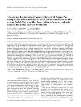 Taxonomy, Biogeography and Evolution of Euproctus (Amphibia