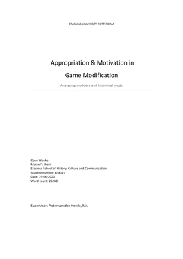 Appropriation & Motivation in Game Modification