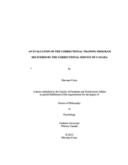 An Evaluation of the Correctional Training Program