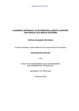 A Generic Approach to Integrated Logistic Support for Whole-Life Whole-Systems