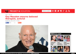 Gay Houston Mourns Beloved Therapist, Activist