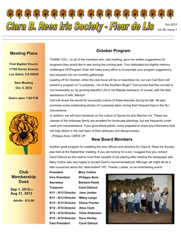 Meeting Place Club Membership Dues New Board Members October