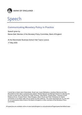 Communicating Monetary Policy in Practice