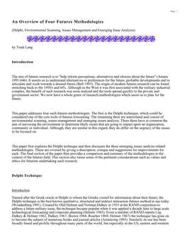 An Overview of Four Futures Methodologies