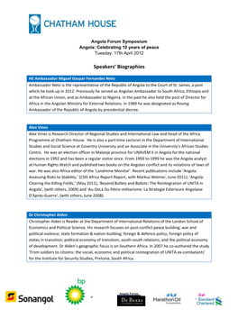 Speakers' Biographies