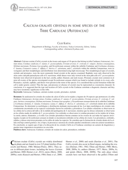 Calcium Oxalate Crystals in Some Species of the Tribe Cardueae (Asteraceae)