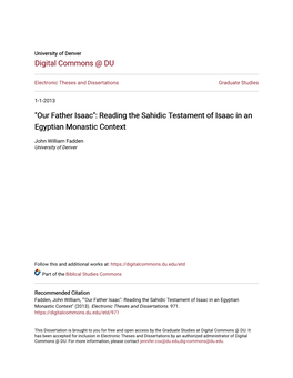 Reading the Sahidic Testament of Isaac in an Egyptian Monastic Context
