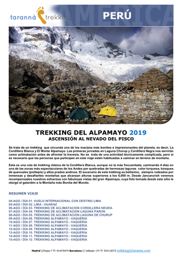 Trekking Del Alpamayo 2019 Ascensión Al Nevado Del Pisco