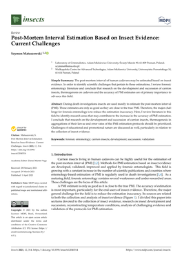 Post-Mortem Interval Estimation Based on Insect Evidence: Current Challenges