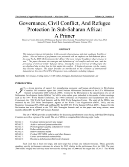 Governance, Civil Conflict, and Refugee Protection in Sub-Saharan Africa: a Primer Bruce A