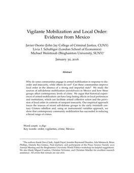 Vigilante Mobilization and Local Order: Evidence from Mexico