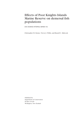 Effects of Poor Knights Islands Marine Reserve on Demersal Fish Populations