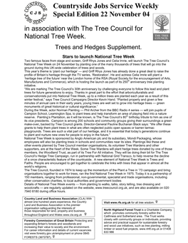 Countryside Jobs Service Weekly Special Edition 22 November 04 in Association with the Tree Council for National Tree Week