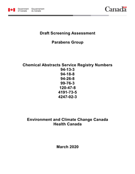 Draft Screening Assessment Parabens Group Chemical