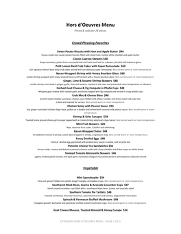 A PDF of the Hors D'oeuvres Menu