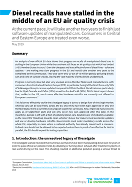 Analysis: Diesel Recalls Have Stalled in the Middle of an EU Air Quality Crisis PDF, 614.8