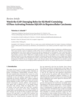 Watch the GAP: Emerging Roles for IQ Motif-Containing Gtpase-Activating Proteins Iqgaps in Hepatocellular Carcinoma
