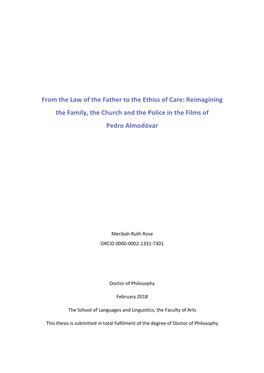 From the Law of the Father to the Ethics of Care: Reimagining the Family, the Church and the Police in the Films of Pedro Almodóvar