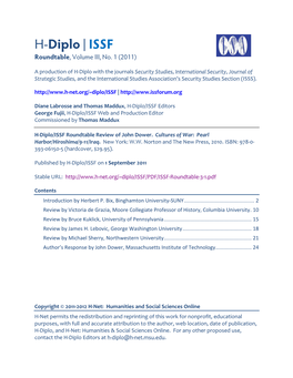 H-Diplo/ISSF Roundtable, Vol. 3, No. 1 (2011)