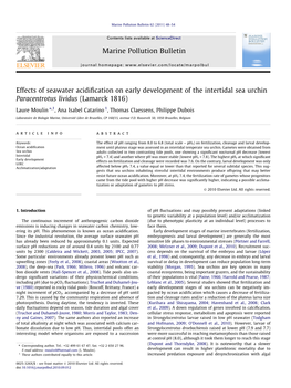 Effects of Seawater Acidification on Early Development of the Intertidal