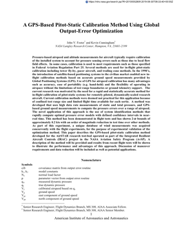 A GPS-Based Pitot-Static Calibration Method Using Global Output-Error Optimization