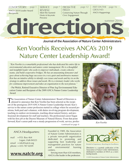 Ken Voorhis Receives ANCA's 2019 Nature Center Leadership Award!