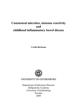 Commensal Microbes, Immune Reactivity and Childhood Inflammatory Bowel Disease