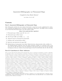 Annotated Bibliography on Polynomial Maps