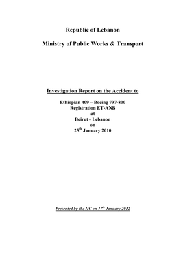 Investigation Report on the Accident to Ethiopian