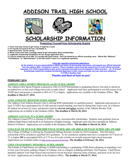 SCHOLARSHIP INFORMATION Protecting Yourself from Scholarship Scams 1