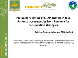 Preliminary Testing of SRAP Primers in Four Ranunculaceae Species from Romania for Conservation Strategies