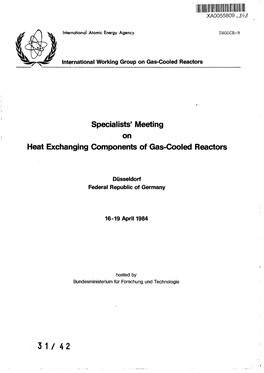 Specialists' Meeting on Heat Exchanging Components of Gas-Cooled Reactors