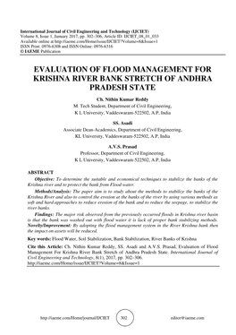 Evaluation of Flood Management for Krishna River Bank Stretch of Andhra Pradesh State