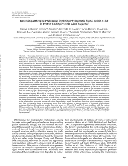 Resolving Arthropod Phylogeny: Exploring Phylogenetic Signal Within 41 Kb of Protein-Coding Nuclear Gene Sequence