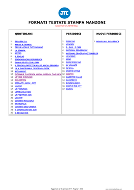 Formati Stampa Quotidiani E Periodici