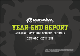 And Quarterly Report October - December 2018-01-01 - 2018-12-31