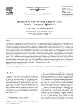 Speciation by Host-Switching in Pinyon Cinara (Insecta: Hemiptera: Aphididae)