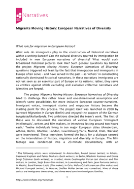 Migrants Moving History: European Narratives of Diversity