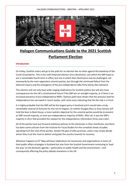 Halogen Communications Guide to the 2021 Scottish Parliament Election
