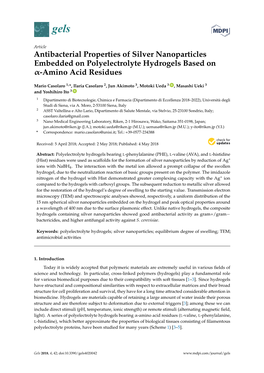 Antibacterial Properties of Silver Nanoparticles Embedded on Polyelectrolyte Hydrogels Based on Α-Amino Acid Residues