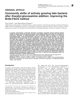 Community Shifts of Actively Growing Lake Bacteria After N-Acetyl-Glucosamine Addition: Improving the Brdu-FACS Method